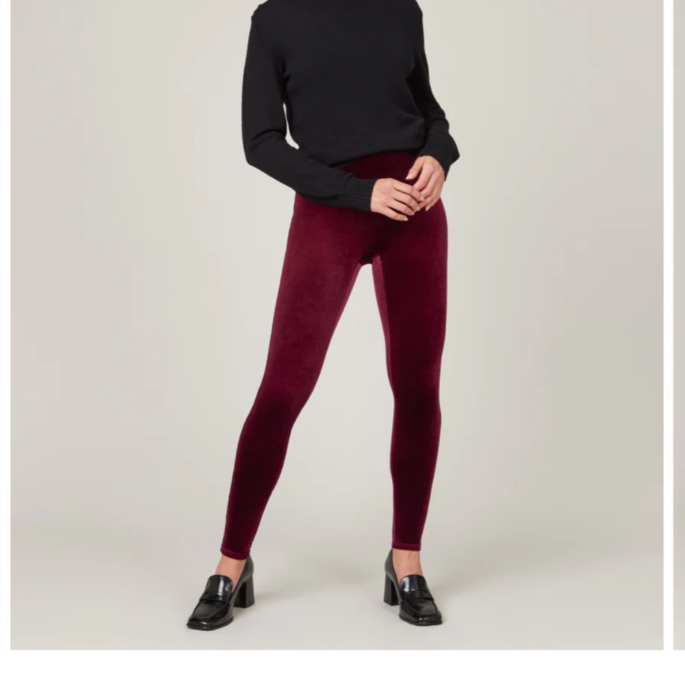 Spanx Velvet Leggings - Rich Burgundy - Size L NWT
